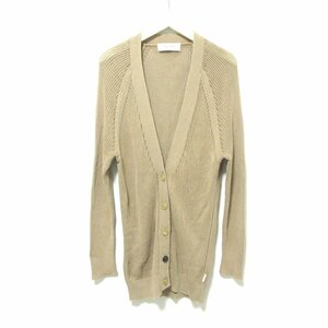 美品 Paul Smith ポールスミス ロング丈 Vネック ニット メッシュ カーディガン M ベージュ 032 ◆