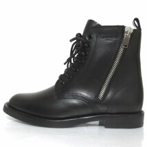 未使用 SAINT LAURENT PARIS サンローランパリ サイドジップ レースアップ レザー ショートブーツ 37.5サイズ 24.5cm相当 ブラック_画像2