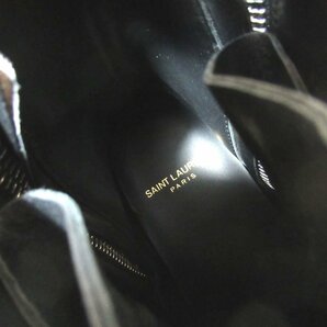 未使用 SAINT LAURENT PARIS サンローランパリ サイドジップ レースアップ レザー ショートブーツ 37.5サイズ 24.5cm相当 ブラックの画像4