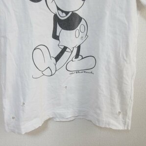 美品 Ron Herman×Disney ロンハーマン ディズニー ミッキー プリント ダメージ加工 半袖 Tシャツ カットソー サイズS ホワイト×ブラックの画像4