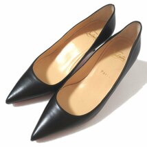 美品 Christian Louboutin クリスチャンルブタン KATE 55 NAPPA レザー ポインテッドトゥ パンプス 38サイズ 25cm相当 ブラック_画像1