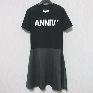 美品 17SS MM6 Maison Margiela メゾンマルジェラ ストライプ 切替し 半袖 Tシャツ ワンピース S32NC0468 S ブラック グリーン ◆