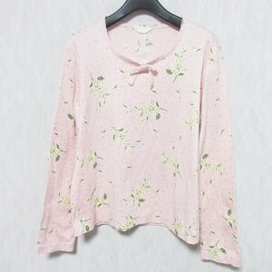 美品 PINK HOUSE ピンクハウス 花柄 リボン 長袖 Tシャツ カットソー P0116UAL11 B L ピンク ◆