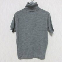 美品 JOHN SMEDLEY ジョンスメドレー ウール100％ タートルネック 半袖 ニット セーター S グレー ◆_画像1