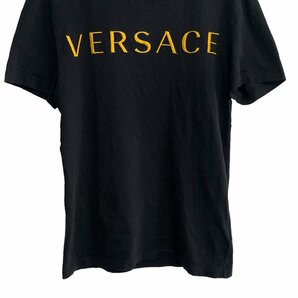 VERSACE ヴェルサーチ 2021年モデル ロゴ刺繍 半袖 クルーネック Tシャツ カットソー XS ブラックの画像4