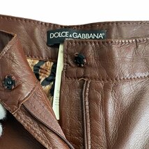 美品 DOLCE&GABBANA ドルチェ＆ガッバーナ シープレザー ジップフライ フレアパンツ 38 ブラウン_画像8