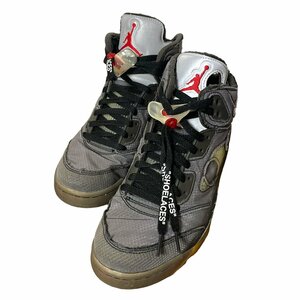 美品 NIKE×OFF-WHITE ナイキ×オフホワイト エアジョーダン 5 ハイカットスニーカー CT8480-001 26.5cm グレー系