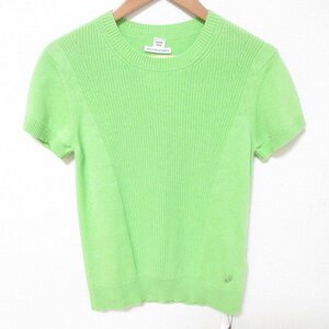  unused 23SS HERMES Hermes cashmere Circle Logo metal fittings crew neck short sleeves knitted sweater size 36 light green 