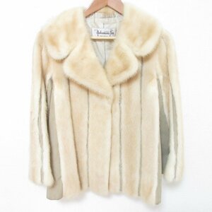ほぼ美品 NAKAMURA fur ナカムラファー 毛皮 パールミンクファー コート ジャケット 大きいサイズ 13 1/2 ベージュ系