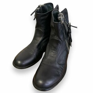  прекрасный товар GIUSEPPE ZANOTTI HOMME Giuseppe Zanotti Homme кожа Zip выше короткие сапоги 43 примерно 28cm черный 