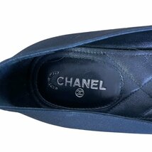 美品 CHANEL シャネル カメリア コサージュ フラットシューズ パンプス 38 約24cm ブラック_画像9