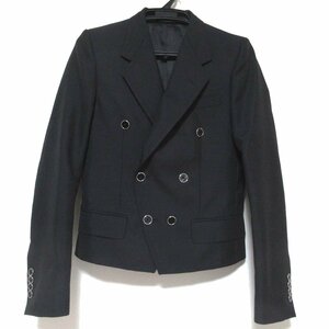  прекрасный товар DOLCE&GABBANA Dolce & Gabbana шерсть moheya Blend двойной breast короткий tailored jacket 44 размер черный 