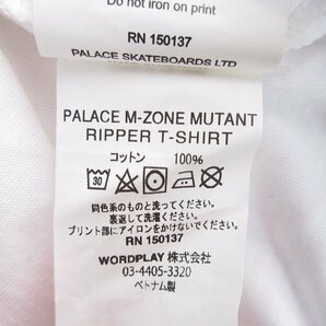 美品 PALACE パレス M-ZONE MUTANT RIPPER クルーネック 両面プリント 半袖 Tシャツ カットソー L ホワイト×マルチカラーの画像6