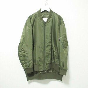 美品 21SS Yves Salomon Army イヴサロモン サイドスリット アシンメトリーヘム MA-1 ジップアップジャケット ブルゾン 36 カーキ ◆