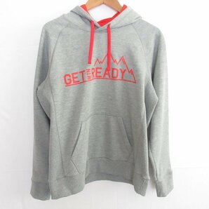 美品 THE NORTH FACE ノースフェイス HEATHERED SWEAT HOODIE プリント フーディー スウェットパーカー NT61696 サイズL グレー×レッドの画像1