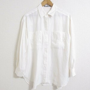 ほぼ美品 21SS Theory luxe セオリーリュクス MATTE SILK JESSE シルク100％ 長袖 シャツ ブラウス 38 ホワイト