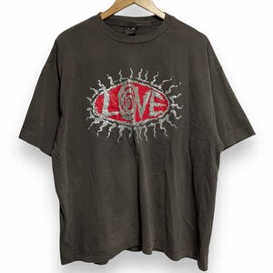 美品 22SS SAINT MICHAEL セントマイケル 半袖 LOVE プリント ヴィンテージ加工 Tシャツ カットソー オーバーサイズ XL ブラウン系