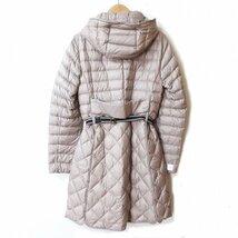 美品 Max Mara The Cube マックスマーラ ナイロン キルティング ベルテッド ロングダウンジャケット ダウンコート サイズ36 ベージュ ◆_画像2