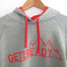 美品 THE NORTH FACE ノースフェイス HEATHERED SWEAT HOODIE プリント フーディー スウェットパーカー NT61696 サイズL グレー×レッド_画像3