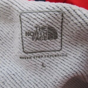 美品 THE NORTH FACE ノースフェイス HEATHERED SWEAT HOODIE プリント フーディー スウェットパーカー NT61696 サイズL グレー×レッドの画像7