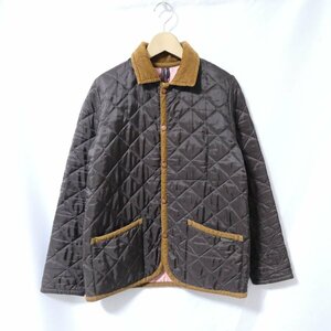 美品 LAVENHAM ラベンハム 英国製 コーデュロイパイピング キルティングジャケット ブラウン 304 ◆