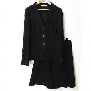  beautiful goods PRADA Prada silk Blend tailored jacket × knee on height skirt setup suit large size 46 black *