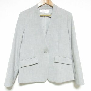 美品 23AW DoCLASSE ドゥクラッセ 完売モデル プレミアム二重織 ノーカラージャケット 7号 グレー ◆