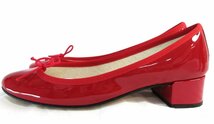 新品同様 repetto レペット カミーユ パテントレザー ミドルヒール パンプス バレエシューズ VX511V サイズ39 24.5cm相当 レッド_画像2