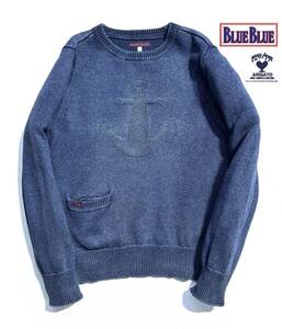  masterpiece [ Indigo .]BLUE BLUEb lube Roo indigo cotton knitted 2(M) men's squid Lilo go sweater is lilac n crew neck anchor 