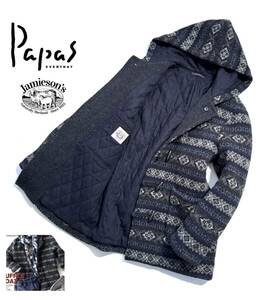 22AW【定価17.6万】Papas パパス×JAMIESON'S ジャミーソンズ フェアアイル ダッフルコート 48(M) ニット【カタログ掲載】メンズ 日本製