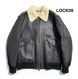 最高級【定価20万】LOCK09 B-3 ムートンジャケット 50 (L〜XL相当) メンズ 羊革 袖切替 フライトジャケット ボマー【トルコ製】タグ付