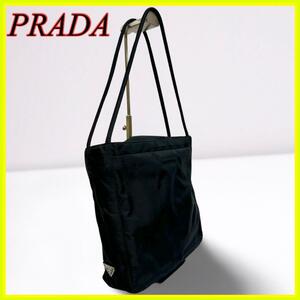 【極美品】PRADA プラダ ワンショルダーバッグ ハンドバッグ トートバッグ ショルダーバッグ ナイロン 三角ロゴ 肩掛け 黒 レディース