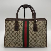 【1円～】GUCCI グッチ シェリーライン ハンドバッグ オールドグッチ PVC ビジネスバッグ GG柄 ヴィンテージ レザー 010 378_画像2