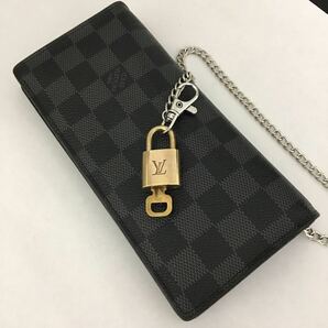 ルイ ヴィトン LOUIS VUITTON ダミエ美品 綺麗 メンズ 長財布 パドロックおまけLV 送料無料 ポルトフォイユ ブラザ ダミエ　メンズ 財布 黒