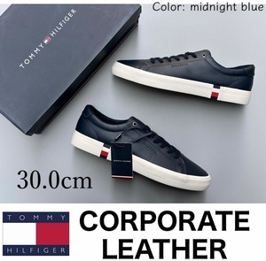 ◆モデル出品◆新品 30.0cm トミーヒルフィガー ミッドナイトブルー レザースニーカー SCARPA UOMO TOMMY HILFIGER leather 皮革靴