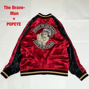 【希少】The Brave-Man×POPEYE　コラボスカジャン　リバーシブル　ポパイ　レーヨン　オーバーサイズ　ザブレイブマン