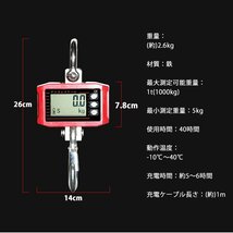 クレーン スケール デジタル 1t 1000kg 電子 吊秤 充電式 小型 電動 ホイスト リモコン 計測 軽量 風袋引き 家庭用 工場 倉庫 自宅 ny510_画像2