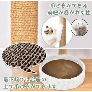 1円 キャットタワー 木製 おしゃれ スリム 大型 猫 シンプル 据え置 ハンモック 高さ180cm ハウス 爪とぎ ポール おもちゃ ペット pt067の画像4