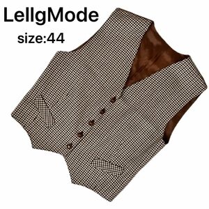 イタリア製 LellgMode ベスト　ジレ　茶　44 ヴィンテージ 千鳥格子 made in italy