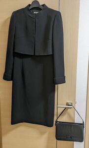 CATLE CLUB ブラックフォーマル 礼服 喪服 スーツ 7号 XS S 黒 フォーマルバッグ付き 鞄 セット