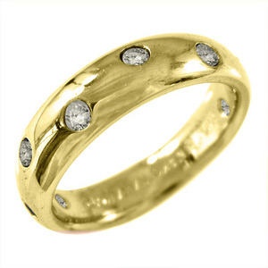 天然ダイヤモンド 甲丸 指輪 4月誕生石 k18イエローゴールド