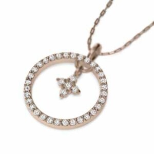 10金ピンクゴールド ジュエリー ネックレス クロス デザイン 天然ダイヤモンド