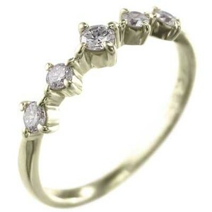 Натуральный бриллиант половина однохарактерного кольца пять камней K10 Желтовое золото апрельский камень Рождение