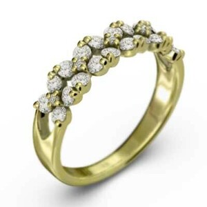 k18イエローゴールド 指輪 デザイン フラワー 4月誕生石 天然ダイヤモンド