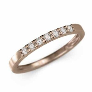 ダイアモンド 平たい リング ハーフ エタニティ 指輪 細い 指輪 18金ピンクゴールド 幅約1.7mmリング 細め