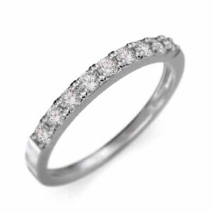 プラチナ900 平打ち リング ハーフ エタニティー リング 細い 指輪 天然ダイヤモンド 幅約2mmリング 少し細め