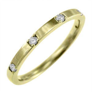 結婚指輪にも ファイブストーン 天然ダイヤモンド 18金イエローゴールド 4月誕生石