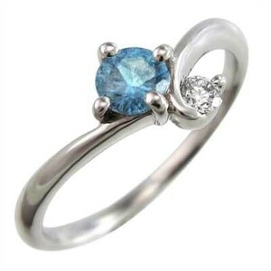  ring blue topaz ( blue ) natural diamond 11 month birthstone white gold k10