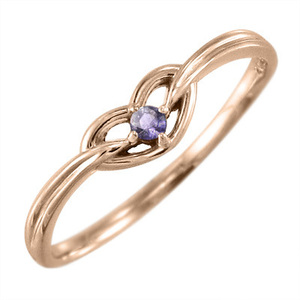18金ピンクゴールド 指輪 一粒 アメシスト(紫水晶) 2月誕生石 ハート 型