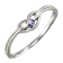指輪 白金（プラチナ）900 ハート 型 一粒 アメシスト(紫水晶) 2月誕生石_画像3